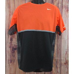 Nike Mens Dri-FIT Running Tshirt Large Orange & Black Lightweight Performance